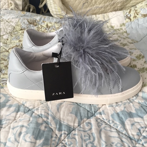 Zara NWT grey removable feather 🪶 sneakers 👟 - Picture 4 of 6